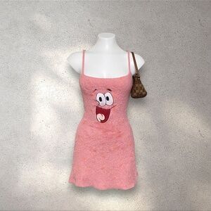 Dolls Kill x SpongeBob Patrick Star Soak Up My Love Fuzzy Knit Mini Dress